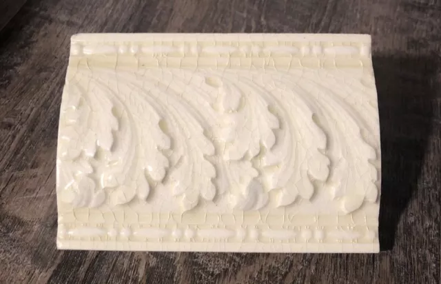 Trenton PTW Antique Tile Acanthus 1890’s Edwardian Victorian majolica glaze