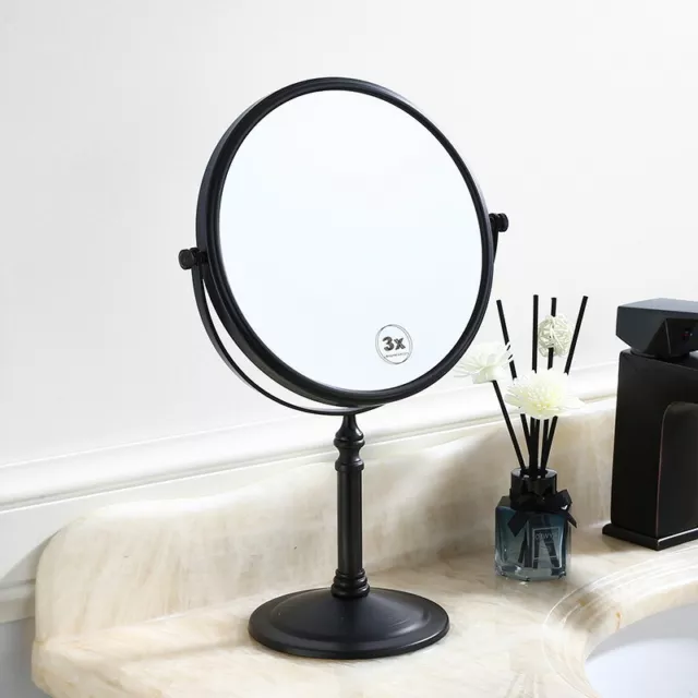 Black Oil Rubbed Bronze Double Sided Tabletop Makeup Mirror 1X 3X Magnifying