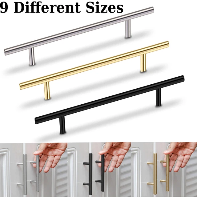 Door Handles Kitchen Cupboard Cabinet Drawer T Bar Handle Stainless Steel Black