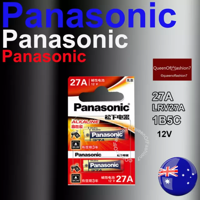 2 x 27A Panasonic 12V 27A/A27 Battery Batteries Garage Car Remote Alarm