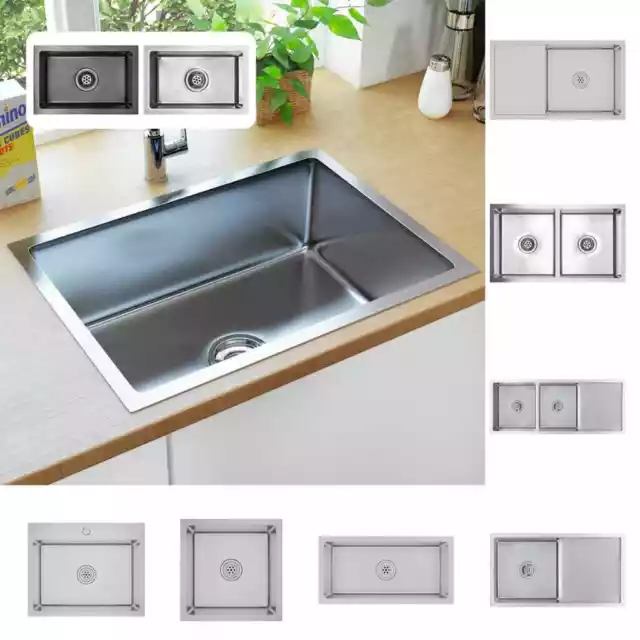 Lavello Cucina Lavorato a Mano Acciaio Inox Lavabo Dimensioni Diverse vidaXL