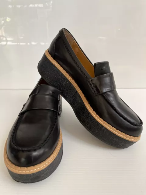 Tony Bianco black leather wedge loafers Size 8