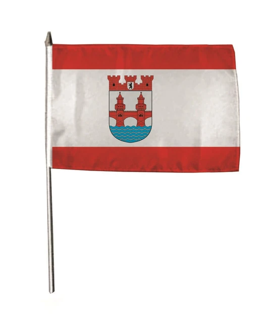 Buddel-Bini Berlin Tischflagge 15x25 Cm – Profiqualität, Beidseitig Bedruckt, Mit Kordel, Für Tisch, Auto, Boot