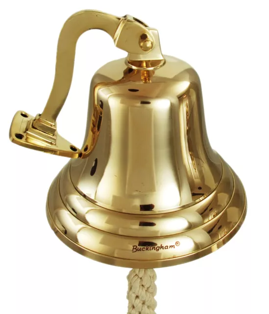 Buckingham Solid Brass Large Ship Bell Pub Door Last Order  School Dinner 6"