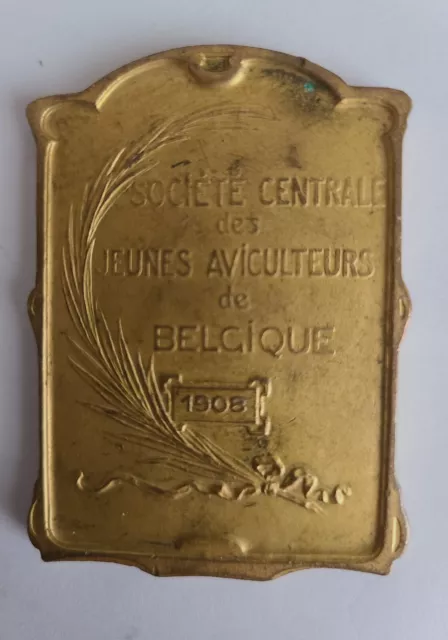 Central Society Of Bird Breeders Of Belgium Medallion 1908 Maker Marked Fonson