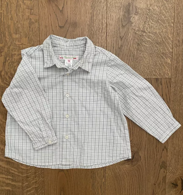 Bonpoint White/Blue/Grey Checked Boys Shirt Age 18 Months