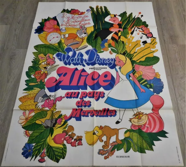 Alice's Adventures in Wonderland French Movie Poster 47"63 RR1974 Walt Disney