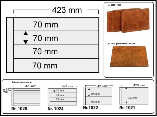 Feuilles supplément Safe 1024 - 4 Poches 423x70mm + Zwl Bloc de Quatre 5 X