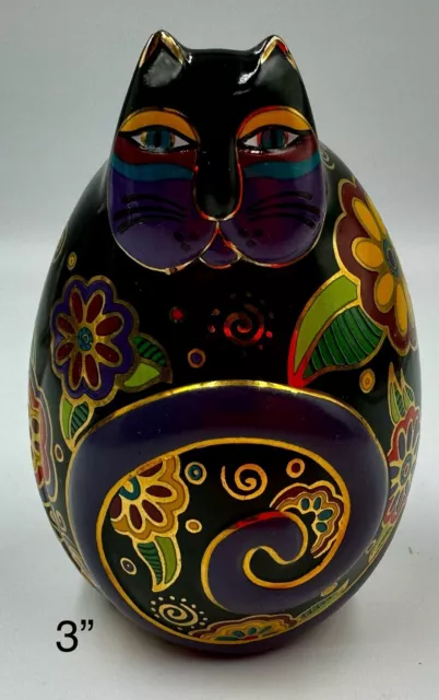 Laurel Burch Cat Kitty Flowering Feline Figurine Porcelain Egg Shape