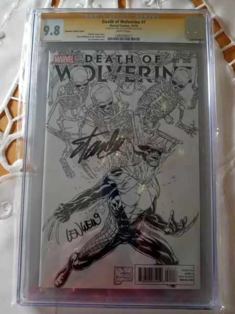 Death Of Wolverine #1 White Pages Signed By Stan Lee & Len Wein Cgc 9.8