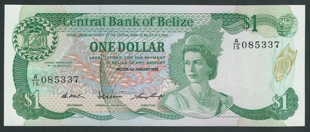 BELIZE  1  DOLLARS 1987  P- 46c  UNC