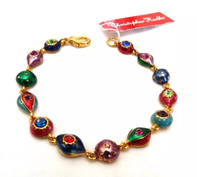 New With Tags Christopher Radko Enamel Rhinestone Ornaments Christmas Bracelet