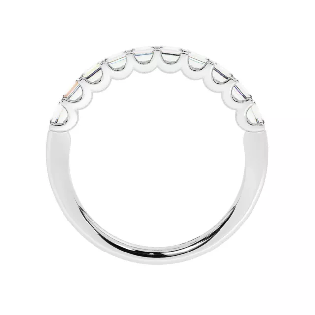 2.6 MM, Prong Set Baguette Cut Diamond Half Eternity Ring in 9K White Gold 3