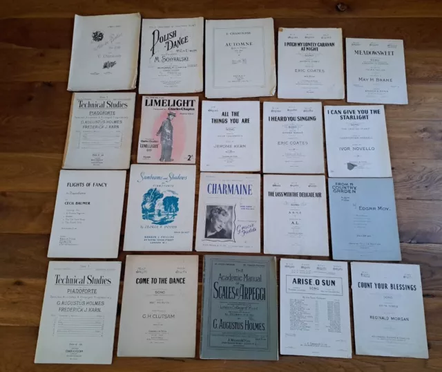 Antique Vintage Sheet Music Job Lot x 20 Pieces for Piano and Song.