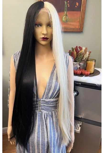 Custom made Half and half black/blonde 13x6 part 100% Human Hair  daily wig.