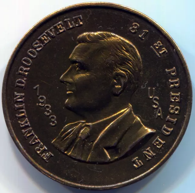 1933 Roosevelt 31st President New Deal Osborne Token Onward America Medal Coin