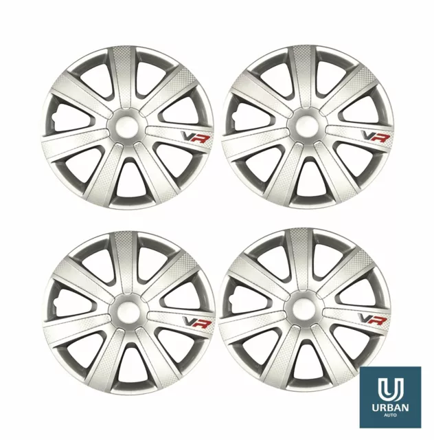 Wheel Trim Cover Chromia 14" To Fit Fiat 500 Silver Carbon Set Of 4