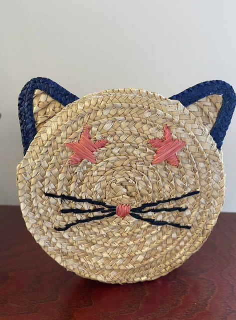 Crewcuts Girls Round Rattan Cat face crossbody bag NWT