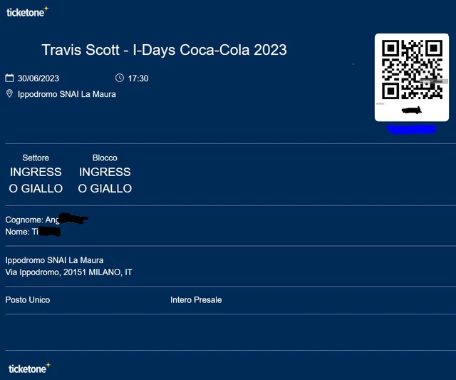 Biglietto concerto Travis Scott 30/06 Ippodromo Snai La Maura INGRESSO GIALLO