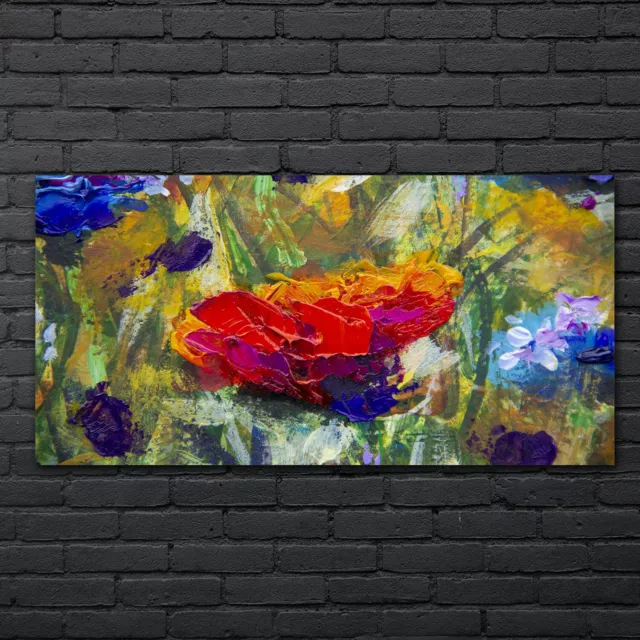 Malerei Abstrakte Kunst Blumen 140x70 Wandbilder Glasbild Druck auf Glas