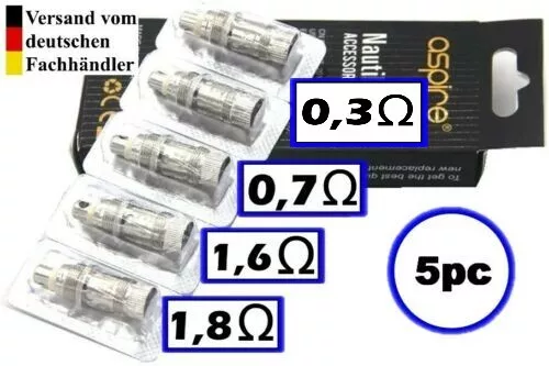 Aspire Nautilus BVC Coil Verdampferköpfe 5 x Stück Verdampfer E Zigarette DE