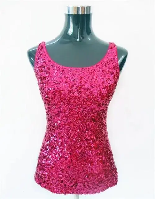 Women Ladies Sleeveless Party Sparkle Glitter Blouse Sequins Top