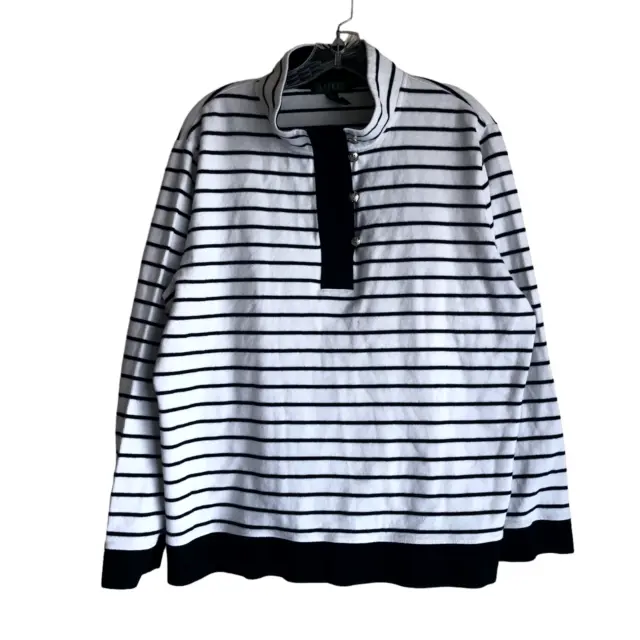 Lauren Ralph Lauren Women's Sweater Plus 3X Striped 100% Cotton Long Sleeve