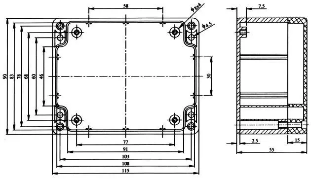 Contenitore Plastico In Abs Per Elettronica Ip65 - Scatola 115X90X55