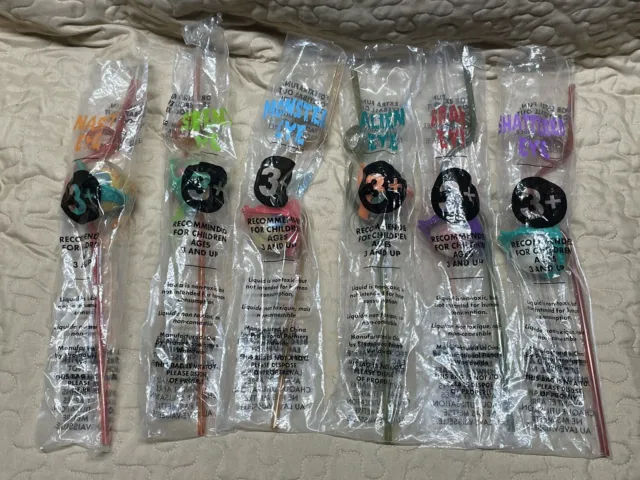 Vintage Lot of 6 Taco Bell Crazy Straws Eyes 1996 - 90s - Open Package