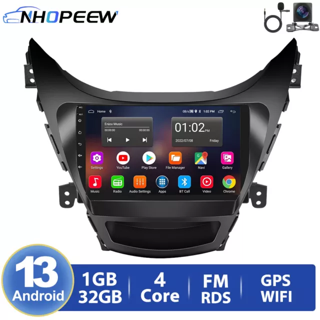 For Hyundai Elantra 2011-2013 32G Android 13 Car Radio Stereo GPS NAVI Head Unit