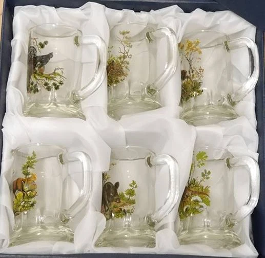 6 Piezas Aguardiente Krügle Vasos Juego Con Colores Motivo Caza - 2CL