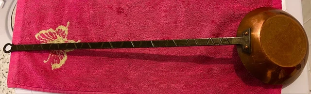ANCIENNE LOUCHE EN Cuivre Long Manche Bois Interieur Étamé EUR 25,00 - FR