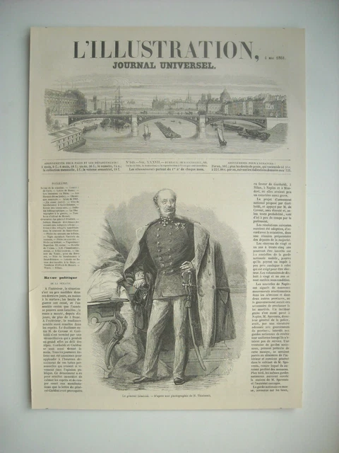 1861 Engraving. Le General Louis Denedek, Austria, Ne Oedenburg In Hungary.