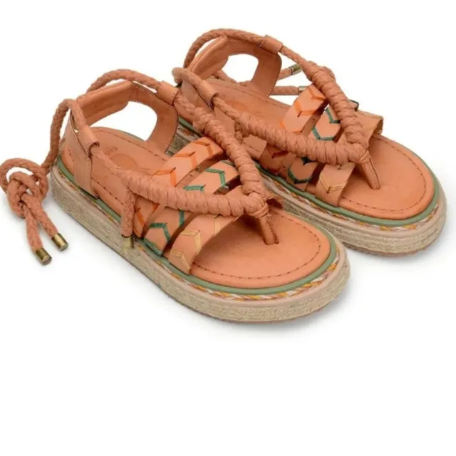 NWT Farm Rio Sand Rope Tie Vegan Leather Tropical Platform Sandal shoes size 10