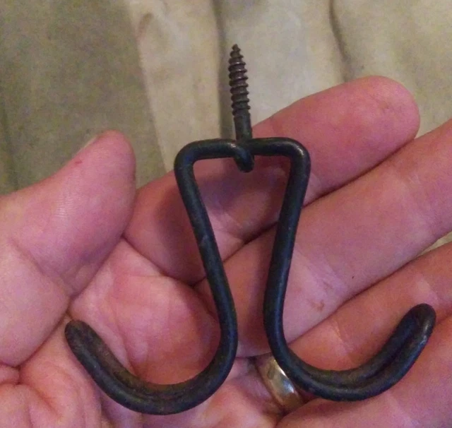 3 Antique Architectural Hardware Vinal Coated Double Hooks Hat Coat Screw Back 3
