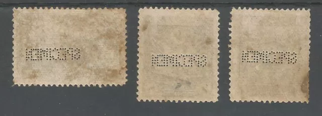 TURKEY c1915 scarce perforated SPECIMEN stamps (3) toned gum