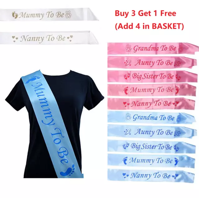 BABY SHOWER SASHES  Mummy to be  Nanny, Aunty & Big Sister & Grandma to be sash