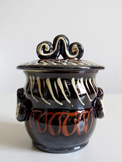 Petite pot céramique émaillée noire vintage