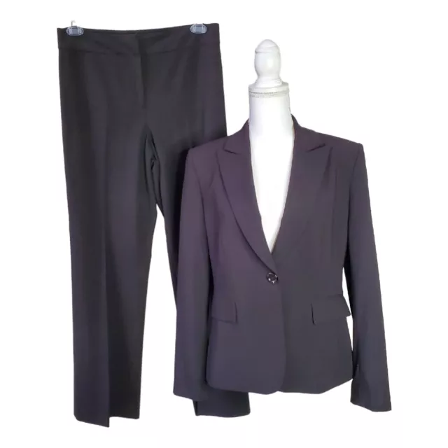 Tahari ASL Womens Black 2 Pc Pant Suit Sz 12  Fully Lined Blazer, Sz 10 Pant