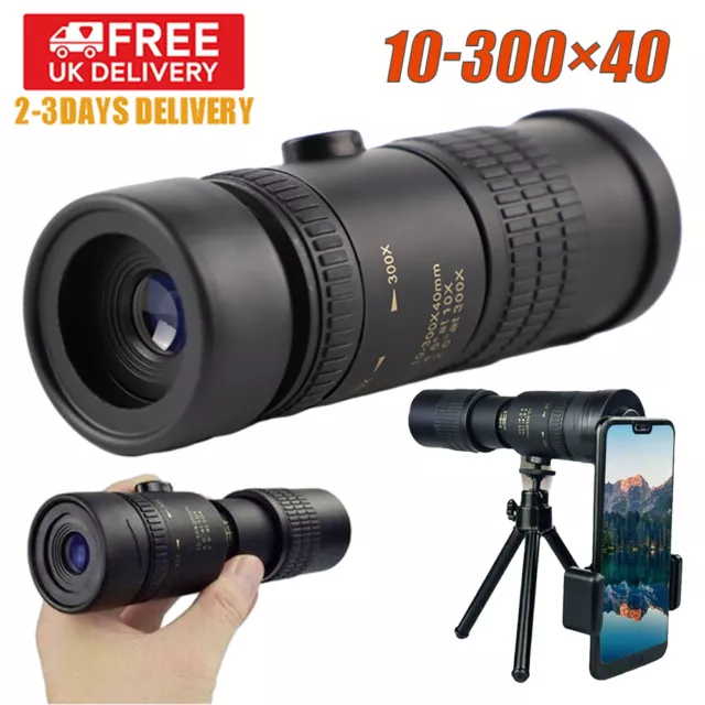 4K Super Telephoto Lens Zoom 10-300x40mm HD Night Vision Monocular Binoculars