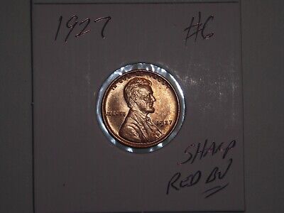 wheat penny 1927 LINCOLN CENT GREAT RED BU 1927-P LOT#6 SHARP RED UNC