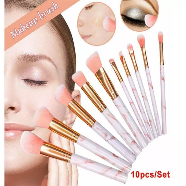 10 Kabuki Makeup up Brush Pcs Face Blusher Eye  Powder New Make Brushes shadow