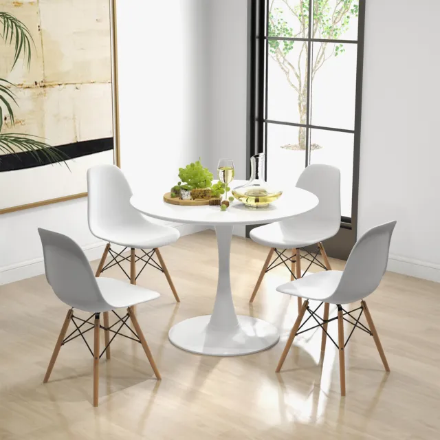 Kitchen 5 PCS Dining Set Modern Round Dining Table 4 Chairs for Small Space