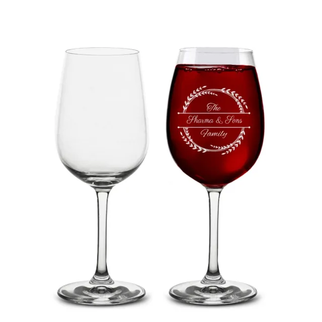 YOYO®  Custom Engraved Wine Glasses Family Monogram  - Set of 2 Pcs