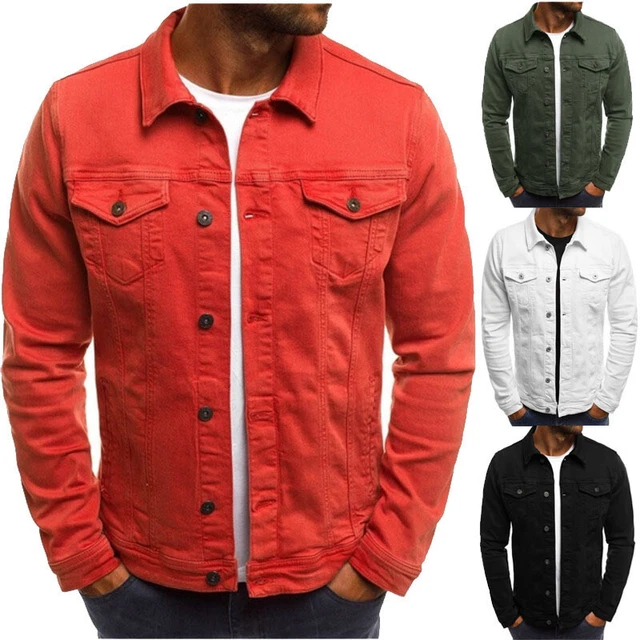 Giacca Uomo Casual Denim Camicia Bottone