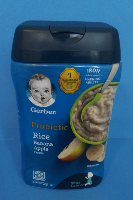 Gerber Babies 2nd Foods Cereal Probiotic 8 Oz Rice Banana Apple Expires 4/23 NEW