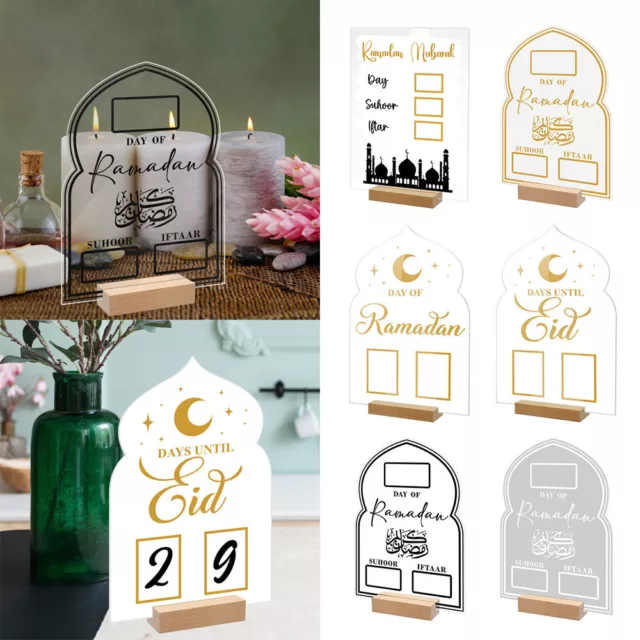 Ramadan Countdown Calendar Eid Mubarak Table Decoration Acrylic Home Decor ZO