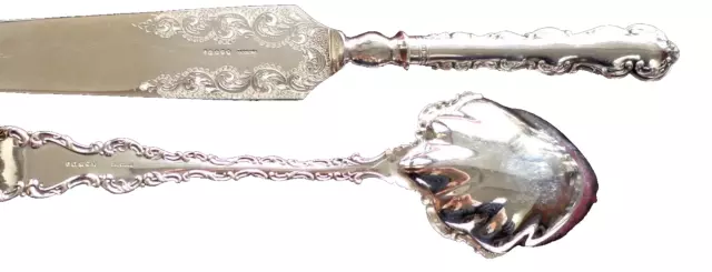 Antique Cake Knife & Berry Spoon Set Cased Victorian C1880 L & W Sheffield Plate 2