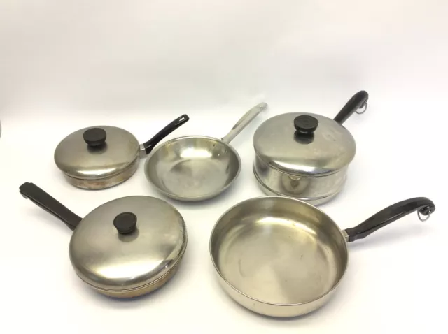 Mixed Lot Stainless Steel Sauté Pans Pots Strainer Kitchen Cookware Let-O-Matic