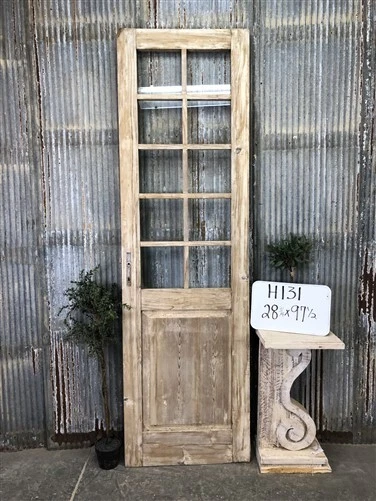 Antique French Single Door (28.75x97.5) 10 Pane Glass European Door H131